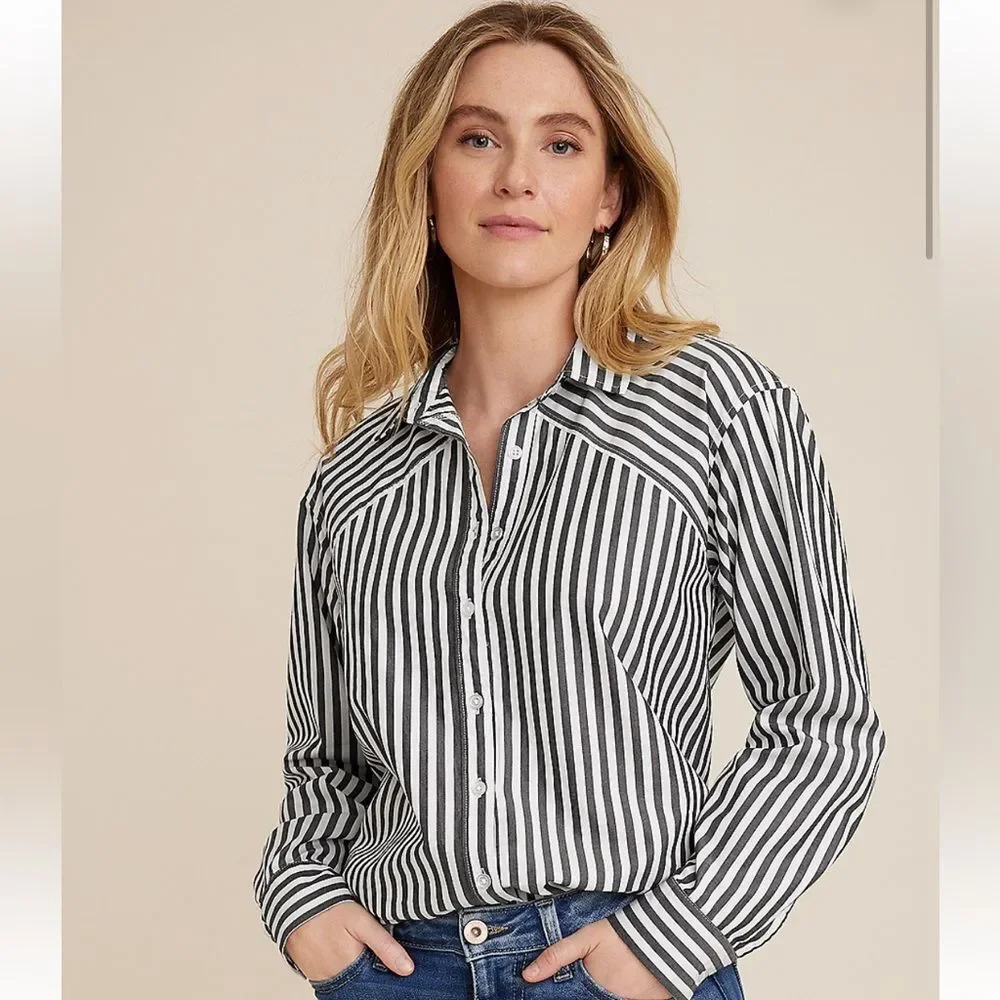 Maurice’s 90s Prep Stripe Button Up Shirt size 1X - Picture 1 of 5